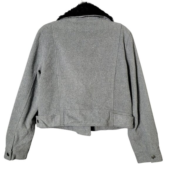 Aeropostale Womens Y2K Gray Wool Blend Coat Jacket XL Faux Fur Lined Collar - Picture 4 of 9